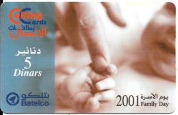 CARTE-PREPAYEE--BAHRAIN-5U-Dinars-BATELCO-2001-DAY FAMILY_Jour De La Famille-Plastic Epais-TB E - Bahreïn