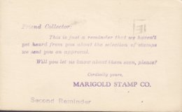 Canada Postal Stationery Ganzsache Entier PRIVATE Print MARIGOLD STAMP Co. 1c. GVI. To NUTLEY New Jersey USA - 1903-1954 Kings