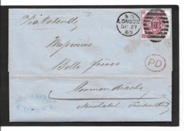 27.9.1869 Three Pence Pl 5 - Lettres & Documents