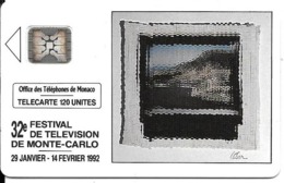 CARTE-PUBLIC-MONACO-120U-MF22-SC4-01/92-FESTIVAL TV-V° 5 IMPACTS-35348-TBE- - Monaco