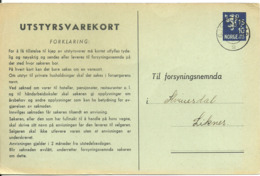 Norway 1942 Utstyrsvarekort Til Forsyningsnemda, Stemplet Gjendestad 1942 - Til Forsyningsnemda Liknes - Lettres & Documents