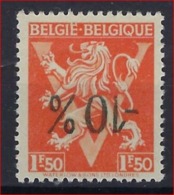 - 10 % Belgie OBP. 724 K ** MNH Met OMGEKEERDE OPDRUK / SURCHARGE RENVERSEE ! RRR - 1946 -10%