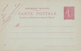 Carte Semeuse Lignée 10 C Rose A1 Neuve Repiquage Martin - Overprinter Postcards (before 1995)