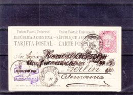 Argentine - Carte Postale De 1882 - Entier Postal - Oblit Buenos Aires - Exp Vers Berlin - Voir Cachet Spécial ! - Covers & Documents