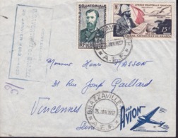 Afrique Equatoriale Française	1952	Voyagé		Courrier Par Avion Brazzaville Vincennes Centenaire Savorgnan Brazza - Covers & Documents