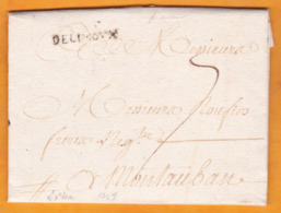 1759 - Marque Postale DELIMOUX Sur Lettre Pliée Avec Correspondance De Limoux, Aude Vers Montauban, Tarn Et Garonne - 1701-1800: Precursori XVIII