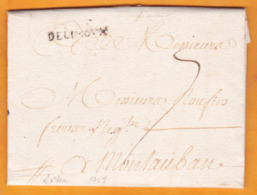 1759 - Marque Postale DELIMOUX Sur Lettre Pliée Avec Correspondance De Limoux, Aude Vers Montauban, Tarn Et Garonne - 1701-1800: Précurseurs XVIII