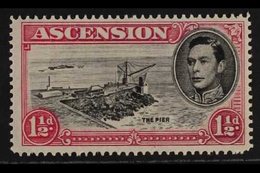 1938  1½d Black And Vermilion, Variety "cut Mast And Railings", SG 40db, Very Fine Mint. For More Images, Please Visit H - Ascension