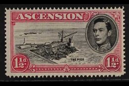 1938  1½d Black And Vermilion, Variety "cut Mast And Railings", SG 40db, Very Fine Mint. For More Images, Please Visit H - Ascensión