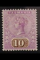 TASMANIA  1892-99 10s Mauve And Brown, SG 224, Very Fine Mint, A Superb Example. For More Images, Please Visit Http://ww - Andere & Zonder Classificatie