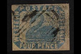 WESTERN AUSTRALIA  1954-55 4d Pale Blue Imperf, SG 3, Expertly Repaired Corner, Fine Used. Lovely Looking Stamp. For Mor - Other & Unclassified