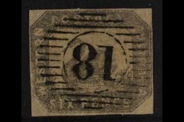 WESTERN AUSTRALIA  1857-59 6d Grey Black Imperf, SG 19, Four Clear Margins, Very Fine Used For More Images, Please Visit - Otros & Sin Clasificación