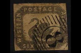 WESTERN AUSTRALIA  1957-59 6d Grey Black Imperf, SG 19, Two Clear Margins, Two Brushing Margins, Good Used For More Imag - Other & Unclassified
