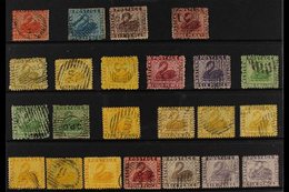 WESTERN AUSTRALIA  1861-81 OLD TIME USED COLLECTION Presented On A Stock Card. Includes 1861 (Swan Wmk) Perf 14 4d Vermi - Other & Unclassified