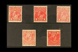 1916-18  Unsurfaced Paper Mint Group With Shades & Two Inverted Watermarks, SG 47/47hw, A Fine Mint Group (5 Stamps) For - Other & Unclassified