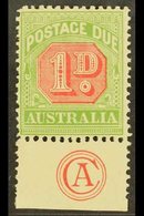 POSTAGE DUES  1909 1d Rosine And Yellow Green, Die 1, SG D64, Superb Marginal Mint With JB Cooke Monogram. Scarce For Mo - Andere & Zonder Classificatie