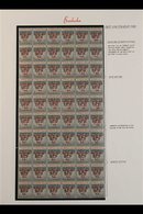 1907 COMPLETE PANE.  1d On 2d Slate-black & Orange "Kingston Relief Fund" Overprint Inverted Variety, SG 153a, Fine Mint - Barbades (...-1966)