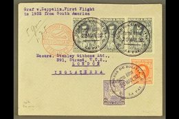 1932  1st SOUTH AMERICA - EUROPE ZEPPELIN FLIGHT, Cover To UK Franked Selection Of Bolivian Stamps Tied By La Paz Cds Ca - Bolivia