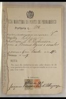 BERTHING & EMBARKATION DOCUMENTS  1907-8. An Interesting Record Of Docking At The Port Of Pernambuco, Brazil, By The Bri - Sonstige & Ohne Zuordnung