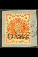 1893  40pa On ½d Vermilion, SG 7, On Small Piece Tied By "BRITISH POST OFFICE / CONSTANTINOPLE" Cds; On Reverse Whitfiel - Levante Británica