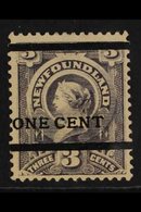 1897  1c On 3c Grey-purple Surcharge Type B (Unitrade 76, SG 81), Mint Small Part Gum, Fresh. For More Images, Please Vi - Other & Unclassified