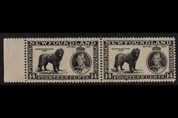 1937  14c Black Additional Coronation Perf 13½ Horizontal PAIR WITH AND WITHOUT WATERMARK Variety, SG 262ba, Very Fine M - Autres & Non Classés