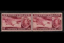 1937  15c Claret Additional Coronation Perf 13½ Horizontal PAIR WITH AND WITHOUT WATERMARK Variety, SG 263ca, Never Hing - Other & Unclassified