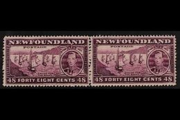 1937  48c Slate-purple Additional Coronation Perf 14 Horizontal PAIR WITH AND WITHOUT WATERMARK Variety, SG 267a, Very F - Other & Unclassified
