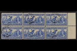 1937  7c Bright Ultramarine Additional Coronation Perf 14, SG 259, Superb Cds Used Right Marginal BLOCK Of 6 With One St - Other & Unclassified