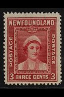 1941-44  3c Carmine Queen Mother With DAMAGED 'A' Variety, SG 278b, Never Hinged Mint, Fresh. For More Images, Please Vi - Other & Unclassified