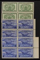SPECIAL DELIVERY  1942-43 War Effort Complete Set, SG S12/14, Never Hinged Mint BLOCKS Of 4, Fresh. (3 Blocks = 12 Stamp - Other & Unclassified