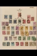 1866-1899 ATTRACTIVE USED COLLECTION  On Leaves, Includes 1866-68 1d (x5) & 3d (x5, One Perf 12½), 1872-80 Set To 96c (x - Ceylon (...-1947)