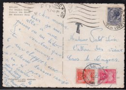 TAXE TYPE GERBE /1953  ITALIE CARTE POSTALE TAXEE POUR CROS DE LORGNES (ref 6301) - 1960-.... Briefe & Dokumente