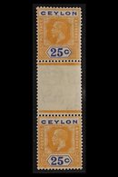 1921-32  25c Orange-yellow & Blue VERTICAL GUTTER PAIR DIE I AND DIE II, SG 351c, Fine Mint, Very Scarce. (2 Stamps) For - Ceylan (...-1947)