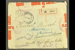 1917  DESTINATION MAIL - (13 Aug) Registered Env. To Keetmanshoop, SOUTH WEST AFRICA, Franked On Reverse With Seven Stam - Equateur