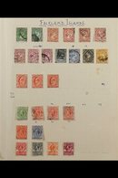 1891-1962 USED COLLECTION  On Leaves, Includes 1891-1902 Vals To 6d, 1921-28 Vals To 2½d, 1929-37 Vals To 6d, 1933 1½d & - Falkland