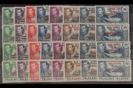 1944-45  All Four Overprinted Sets, SG A1/8, B1/8, C1/8 & D1/8, Never Hinged Mint (32 Stamps) For More Images, Please Vi - Islas Malvinas