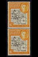 1946  6d Black And Ochre, SG G6e, Very Fine NHM Vertical Pair. For More Images, Please Visit Http://www.sandafayre.com/i - Falklandeilanden