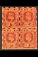 1903 BLOCK OF FOUR.  1d Dull Purple & Black/red, CA Wmk, SG 105, Very Fine / Never Hinged Mint (4 Stamps) For More Image - Fidschi-Inseln (...-1970)