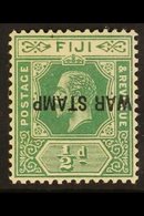 1915-19  ½d Blue- Green With "WAR TAX" OPT INVERTED, SG 138c, Lightly Hinged Mint With BPA Certificate. For More Images, - Fiji (...-1970)