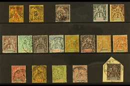 INDO - CHINA  1889-99 USED 19TH CENTURY RANGE On  A Stock Card. Includes 1889 5 On 35c Surcharges In Red And Black, 1891 - Andere & Zonder Classificatie