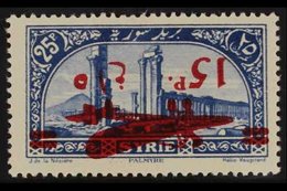 SYRIA  1929-30 15pi On 25pi Blue, Variety "INVERTED SURCHARGE", Yv 41b, Fine Mint For More Images, Please Visit Http://w - Other & Unclassified