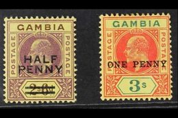 1906  ½d And 1d Surcharge Pair, SG 69/70, Very Fine Mint. (2 Stamps) For More Images, Please Visit Http://www.sandafayre - Gambia (...-1964)