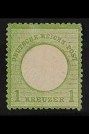 1872  1k Yellow-green Small Shield (Michel 7, SG 8), Mint, Small Thin, Fresh, Cat £1,000. For More Images, Please Visit  - Sonstige & Ohne Zuordnung