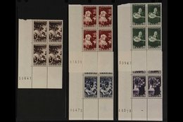 1951  Relief Fund Set (Mi 309/13) In Matching CORNER BLOCKS OF FOUR, Very Fine Mint, The Two Lower Stamps In Each Block  - Andere & Zonder Classificatie