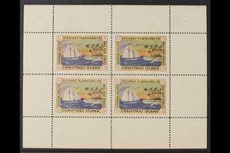 CHRISTMAS ISLAND LOCAL STAMP  1920-1924 5c 'Cocoanut Plantations' Second Issue Complete SHEET Of 4, Fine Mint With Usual - Îles Gilbert Et Ellice (...-1979)