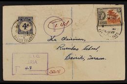 POSTAGE DUE  1964 Registered "Turia" Cover To Bairiki, Tarawa Atoll, Bearing Gilbert Is (1956-62) 6d Chestnut & Black Br - Gilbert- En Ellice-eilanden (...-1979)