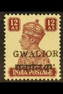 GWALIOR  1949 12a Lake, Alizah Printing Press (with Large Overprint), SG 137, Very Fine Mint, A Key Stamp. For More Imag - Other & Unclassified