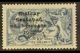 1922  10s Dull Grey-blue Seahorse Dollard Overprint With SHORT THIRD LINE Variety, Hibernian T14d (SG 21 Var), Fine Mint - Sonstige & Ohne Zuordnung