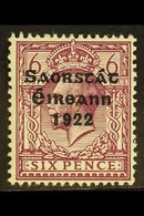 1922-23 SAORSTAT  6d Reddish Purple, Watermark Inverted And Reversed, SG 60y, Fresh Mint.  For More Images, Please Visit - Other & Unclassified